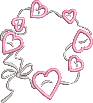 Hearts and ribbons embroidery