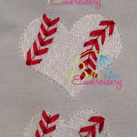 Heart shaped Baseball Softball Embroidery Filled mini designs