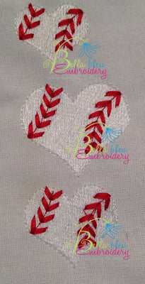 Heart shaped Baseball Softball Embroidery Filled mini designs