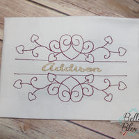 Beautiful Bean Stitch Split Heart Frame Valentines Day stitch monogram frame 6x10
