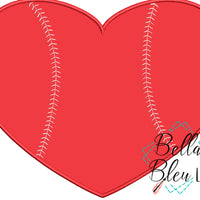 Heart with Baseball Softball Stitches Applique