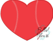 Heart with Baseball Softball Stitches Applique
