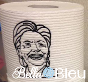 Funny Political Hillary Clinton Toilet Paper Machine Embroidery Design Democrat Embroidery Design