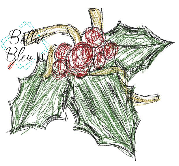 Christmas Holly Scribble Sketchy
