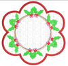 Sketchy Holly Wreath Holiday Candle Mat In the hoop ITH 8x8 hoop