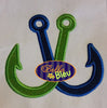 Wedding Got Hooked or Fishing Fish Hooks Applique Machine Embroidery Design