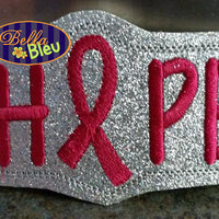 ITH in the hoop Breast Cancer Hope Headband topper Slider machine embroidery