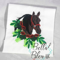 Christmas Horse with Wreath filled Machine Embroidery design