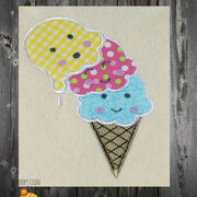 Ice Cream Cone Applique Embroidery Design