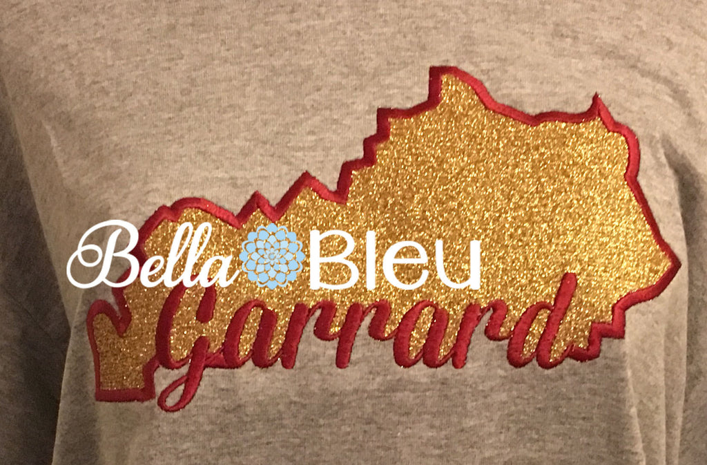 State of Kentucky & Garrard signature applique machine embroidery design