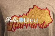 State of Kentucky & Garrard signature applique machine embroidery design