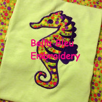 Seahorse Embroidery Design, Seahorse applique design, Summer Seahorse embroidery, Nautical Embroidery Design