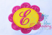 Floral Flower Monogram Frame Machine Applique Embroidery Design