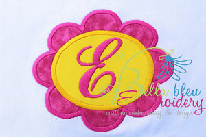 Floral Flower Monogram Frame Machine Applique Embroidery Design