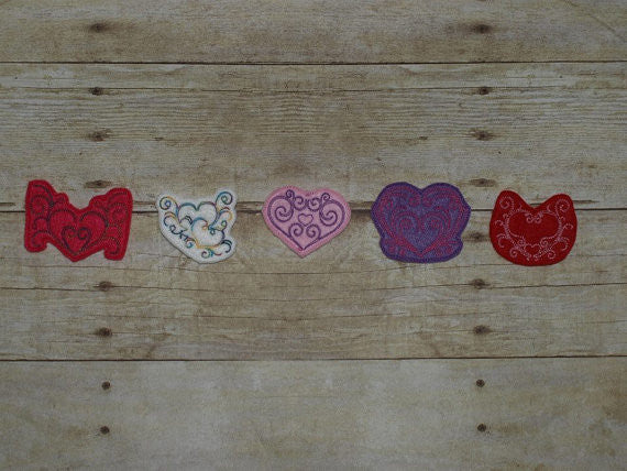 ITH In the hoop felties feltie Heart Designs for Clippies machine embroidery
