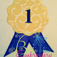 Applique Fair 1st Place Ribbon Monogram Machine Embroidery Design