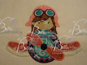 Airplane with Girl Pilot Flyer  Applique Embroidery Design