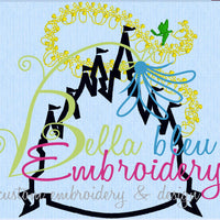 Princess Castle Silhouette Applique Embroidery Designs Design