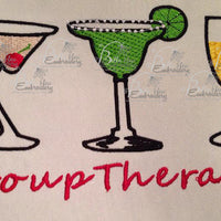 Funny Wine Embroidery Design, Cocktails Wine Embroidery Design, Group Therapy Machine Embroidery Design