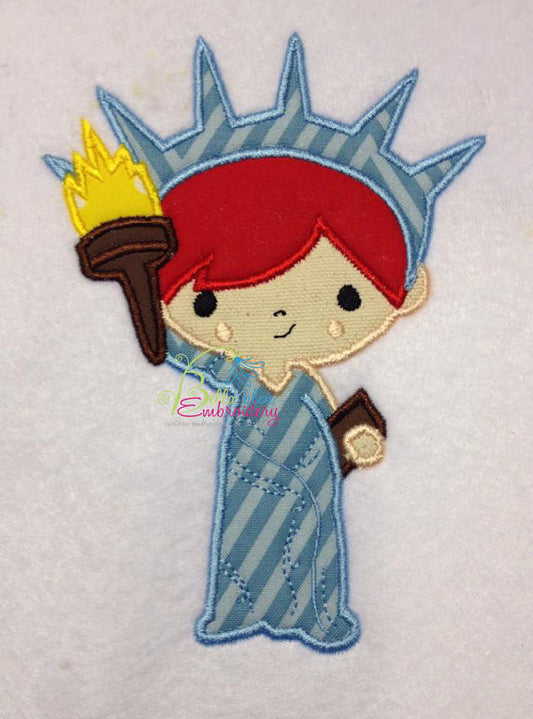 Mr. Liberty 4th of July Applique Embroidery Design Monogram Statue