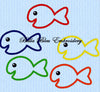 Applique Summer Sea School of fish and fishing rod Embroidery Applique Design