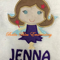 Girl Fairy Applique Embroidery Design with Wings