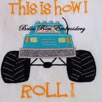 Boys Monster Truck Applique Embroidery Design 3 sizes