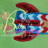 Take me to the Moon Star Rocket Applique Embroidery Design