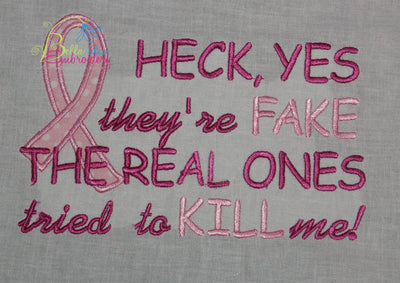 Yes they are fake Breast Cancer Applique Embroidery Designs Design