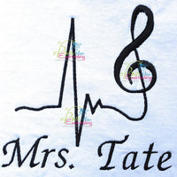 EKG Heartbeat heart beat music fill machine Embroidery Designs