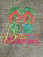 Summer time Beach Flip Flops Applique Embroidery Designs Design