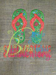 Summer time Beach Flip Flops Applique Embroidery Designs Design