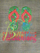 Summer time Beach Flip Flops Applique Embroidery Designs Design
