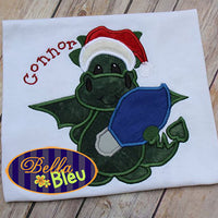Christmas Dragon Holding Tree Bulb Machine Applique Embroidery Design
