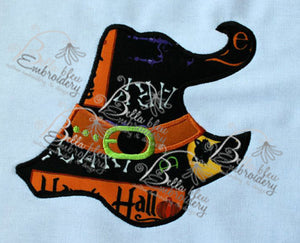 Halloween Witch Witches Hat Machine Applique Embroidery Design