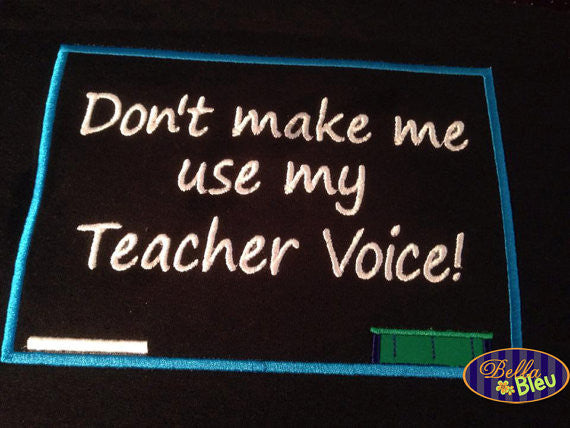 Back to School Teacher Voice Chalkboard Applique Embroidery Design