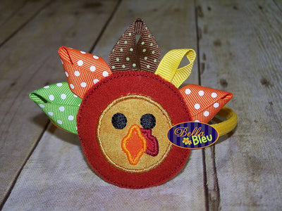 ITH in the hoop Thanksgiving Ribbon Turkey Headband Topper machine embroidery