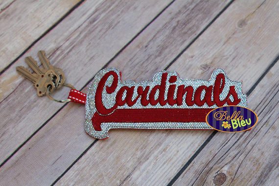 ITH in the hoop Cardinals Sports Keychain machine embroidery