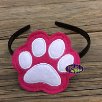 ITH in the hoop Power Paw Print Headband Topper Slider machine embroidery