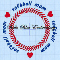 Baseball Softball Mom Stitches Monogram Embroidery Design