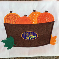Applique Adorable Barrel of Pumpkins Thanksgiving Halloween embroidery design