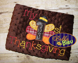 Cute 1st Thanksgiving Turkey Machine Applique Embroidery Designs Design