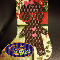 Geeky Geek Gingerbread girl Machine Applique Design