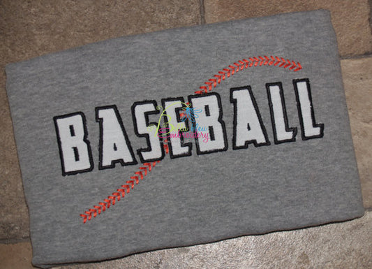 Baseball with Swish Stitches Applique Embroidery Design