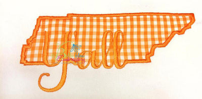 Tennessee State Applique with Y'all Signature Embroidery Design Monogram