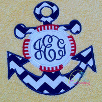 Nautical Anchor life saver Monogram Applique Embroidery Designs Design Monogram