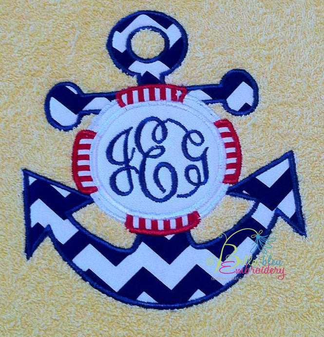 Nautical Anchor life saver Monogram Applique Embroidery Designs Design Monogram