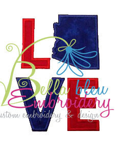 Love Arizona State Applique Embroidery Design Monogram