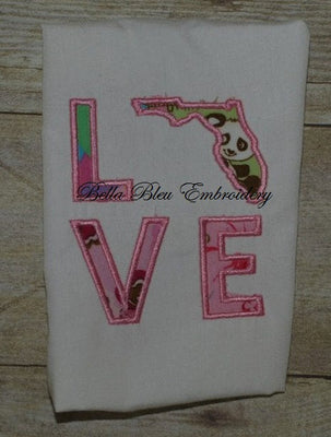 Florida State Love Applique Embroidery Design Monogram