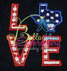 Texas State Love Applique Embroidery Design Monogram